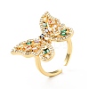 Colorful Cubic Zirconia Butterfly Open Cuff Ring KK-D080-13G-3