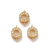 Brass Micro Pave Clear Cubic Zirconia Donut Connector Charms KK-H515-13G-1