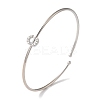 Rack Plating Brass Micro Pave Clear Cubic Zirconia Letter Open Cuff Bangles BJEW-A018-01P-C-1