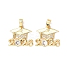 Brass Micro Pave Clear Cubic Zirconia Pendants KK-D223-01G-1