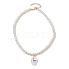 White Glass Pearl Beaded Necklaces NJEW-JN04652-05-4