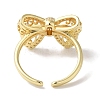 Bowknot Brass Micro Pave Clear Cubic Zirconia Open Cuff Rings for Women LS-RJEW-C098-24G-3