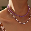 Glass Seed Beaded Necklaces Set NJEW-SW00006-05-3