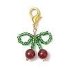 Cherry Natural Carnelian & Glass Seed Beads Pendant Decorations HJEW-MZ00128-01-2
