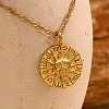 304 Stainless Steel Zodiac Sun Pendant Necklaces for Women NJEW-B130-02G-1