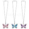 3Pcs Butterfly Alloy Glass Pendant Decoration HJEW-PH02100-1