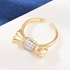 Brass Micro Pave Cubic Zirconia Cuff Rings RJEW-C140-14G-3