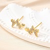 Heartbeat Brass Micro Pave Clear Cubic Zirconia Stud Earrings EJEW-G433-06G-1