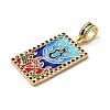 Brass Micro Pave Cubic Zirconia Pendants with Enamel KK-H458-04G-01-2