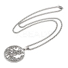 Ring with Cat Shape Pattern 201 Stainless Steel Pendant Necklaces for Men Women NJEW-K283-13P-2