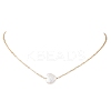 Natural Keshi Pearl Heart Pendant Brass Cable Chain Necklaces for Women NJEW-JN05825-2