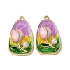Alloy Enamel Flower Pendants ENAM-B028-41KCG-01-1