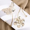Flower & Butterfly Alloy Arm Cuff Bangles for Girl Women AJEW-A063-01C-G-1