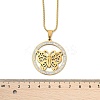 201 Stainless Steel Crystal Rhinestone Ring with Hollow Butterfly Pendant Necklaces for Women NJEW-P327-01G-5
