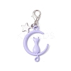 Spray Painted Alloy Moon with Cat Pendant Decoration HJEW-JM03198-4