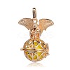 Golden Plated Brass Hollow Round Cage Pendants KK-J252-10G-1