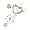 Natural Green Aventurine Chip Beads with Brass Findings Pendant Decorations HJEW-JM01814-03-3