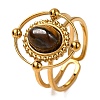 Oval Natural Tiger Eye Finger Rings RJEW-Q822-30G-03-1