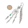Alloy Sun & Woven Net/Web with Feather Charms Bookmarks AJEW-JK00368-5