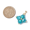 Synthetic Turquoise & Glass Seed Beaded Woven Pendants PALLOY-MZ00365-04-2