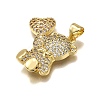 Rack Plating Bear Brass Micro Pave Cubic Zirconia Pendants KK-E102-06G-03-2