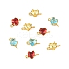 Brass Pave Cubic Zirconia Heart Connector Charms KK-P347-02G-1