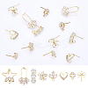 CHGCRAFT 16Pcs 8 Style Iron Stud Earrings Findings FIND-CA0005-33-5