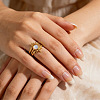 304 Stainless Steel Opalite Cuff Open Rings for Women LQ1923-2
