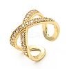 Cubic Zirconia Criss Cross Open Cuff Ring RJEW-E046-23G-02-3