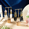 2 Pairs 2 Colors Bohemian Alloy Feather Dangle Earrings EJEW-TA0001-78B-6