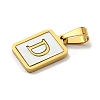 PVD Vacuum Plating 304 Stainless Steel Pave Natural White Shell Pendants STAS-S130-03G-D-2