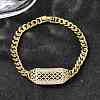 Brass Micro Pave Clear Cubic Zirconia Link Bracelets BJEW-F498-02B-G-3
