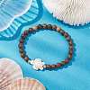 Summer Beach Turtle Dyed Synthetic Turquoise & 6.5mm Round Wenge Wood Beaded Stretch Bracelets for Women BJEW-JB10515-02-2