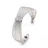 Clear Cubic Zirconia Multi-Strand Open Cuff Bangle BJEW-F445-15P-2