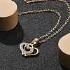 304 Stainless Steel Crystal Rhinestone Heart Pendant Cable Chain Necklaces for Women LS-NJEW-Z056-01B-G-1