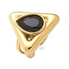 Triangle 304 Stainless Steel Rhinestone Open Cuff Rings for Women RJEW-M048-03P-2