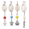 4Pcs 4 Styles Natural Cowrie Shell Pendant Decorations HJEW-JM01777-S-1