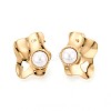 304 Stainless Steel ABS Plastic Imitation Pearl Nuggets Stud Earrings EJEW-N059-01G-1