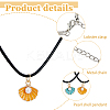 30Pcs 5 Color Zinc Alloy Enamel Shell Shape Pendant Necklaces Set with ABS Plastic Imitation Pearl Beaded NJEW-AB00020-3