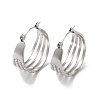 Non-Tarnish 304 Stainless Steel Multi Lines Hoop Earrings for Women EJEW-K243-04P-1