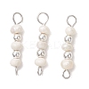 Natural Cultured Freshwater Pearl Potato with Round Electroplate Synthetic Non-magnetic Hematite Beaded Connector Charms PALLOY-JF04854-01-1
