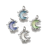 Brass Micro Pave Clear Cubic Zirconia with Glass Charms KK-G525-06P-1
