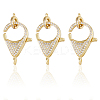 3Pcs Brass Micro Pave Clear Cubic Zirconia Lobster Claw Clasp ZIRC-HS0001-21-1