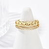 Curb Chain Style Brass Micro Pave Clear Cubic Zirconia Open Cuff Rings for Women RJEW-G343-07G-2