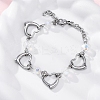 201 Stainless Steel Heart Link Chain Bracelets BJEW-B078-177P-02-1