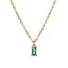 Glass Rectangle Pendant Necklace with Golden Brass Cable Chains Necklace for Women NJEW-FZ00012-5