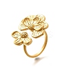 Flower 201 Stainless Steel Open Cuff Ring for Women LS-RJEW-A053-02I-G-2