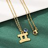 304 Stainless Steel Glass Drill Birth Stone Constellation Pendant Necklaces LS-STAS-D305-08G-C-1
