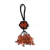 Flower Natural Agate Braided Thread Pendant Decorations HJEW-K046-04F-2
