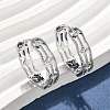 Brass Clear Cubic Zirconia Rectangle Hoop Earrings EJEW-D320-06P-1
